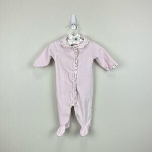 Jacadi Paris Pink Velour Ruffle Footie 3 Months